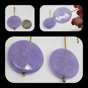Lavendar Jade Round & Gold Earrings